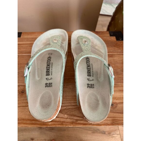 Birkenstock Gizeh Birko-Flor Metallic Stones Aqua Thong Sandals Size 39 Wide - Picture 12 of 14